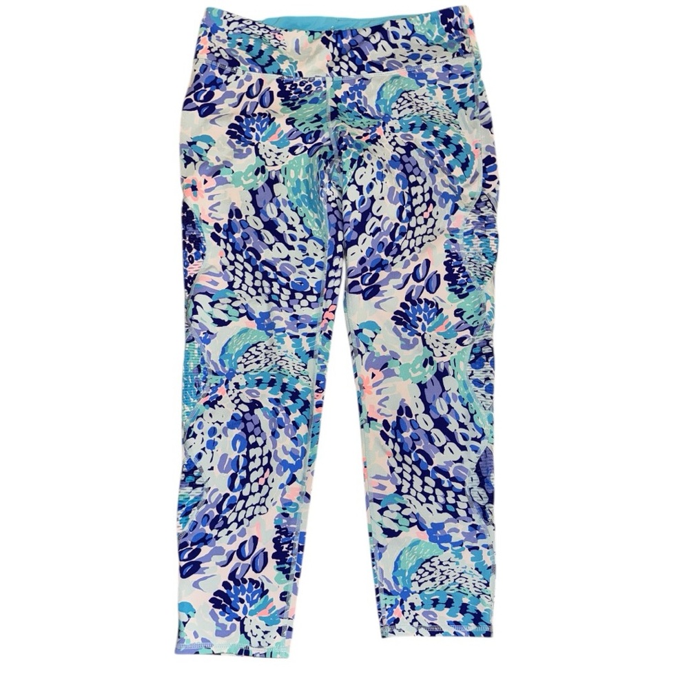 Lily Pulitzer Luxletic Capri Leggings Blue Floral Large